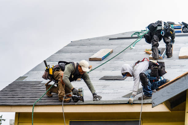 Professional Gutter Installation technician working in Eden, VT